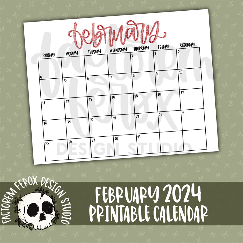 Printable February 2024 Calendar ©