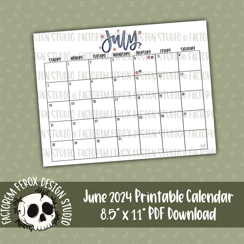 Printable July 2024 Calendar ©
