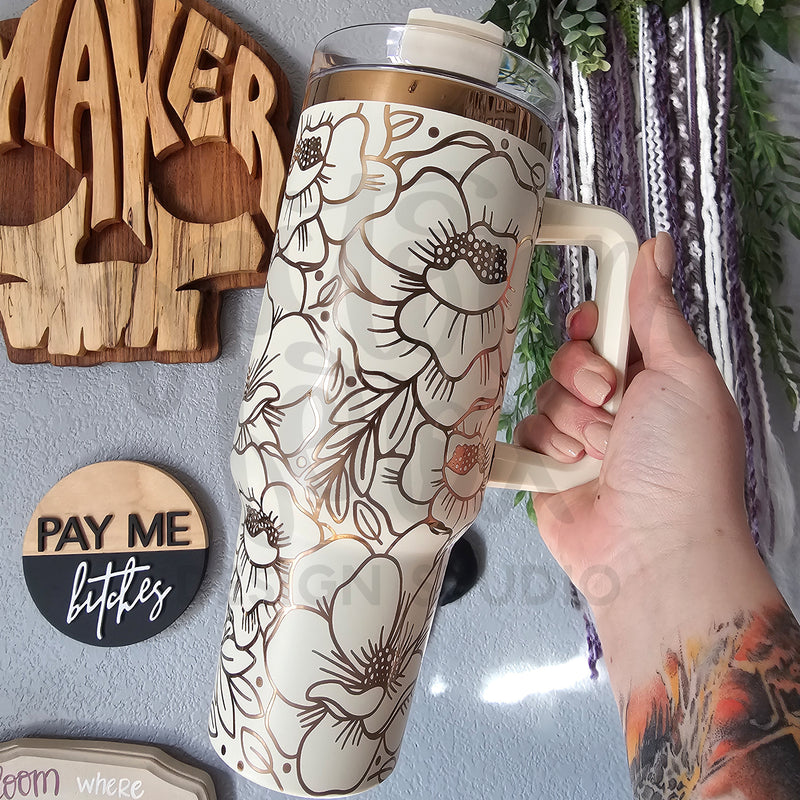 Copper and Cream 40oz Engraved Stainless Steel Tumbler ©