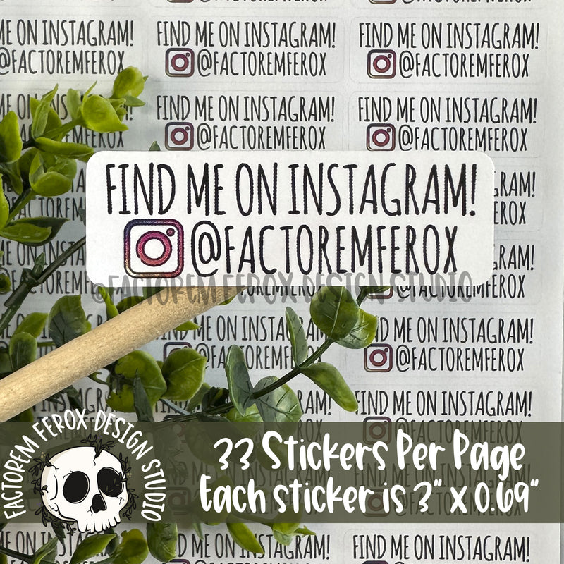 Instagram Handle Sheet of Stickers ©