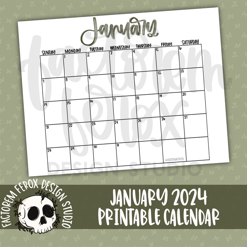 Printable January 2024 Calendar ©