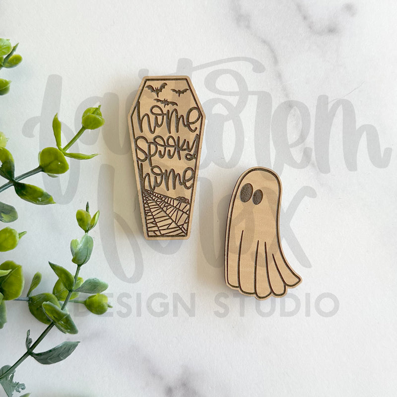 Home Spooky Home and Ghost Engraved Magnet ©