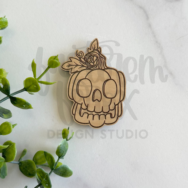 Pumpkin Skull Engraved Magnet ©