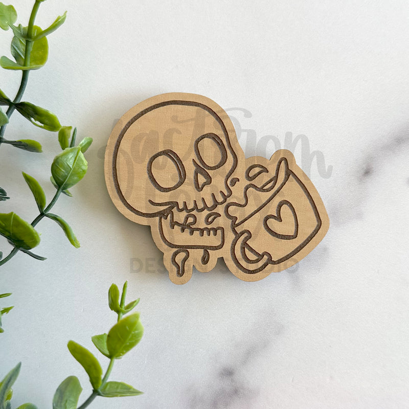 Skull and Drink Engraved Magnet ©