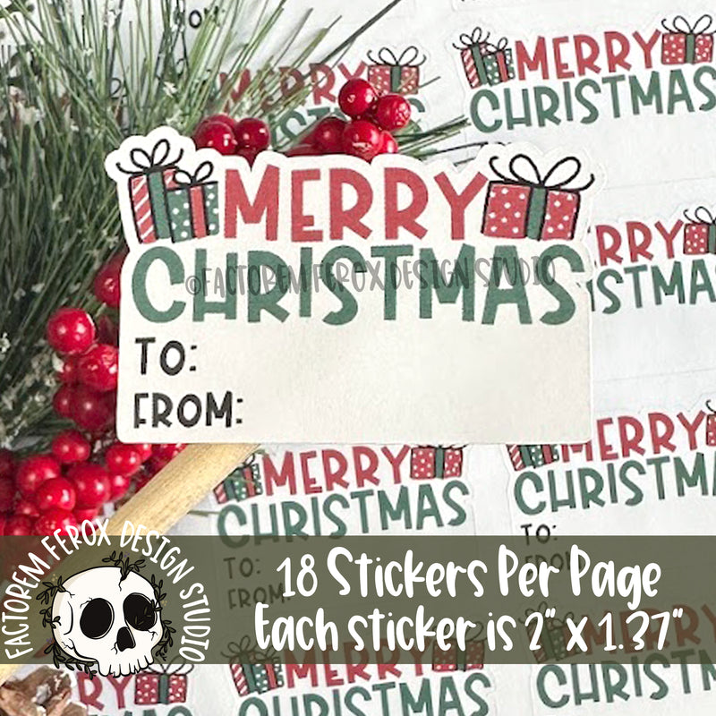 Merry Christmas Blank Label Sticker ©
