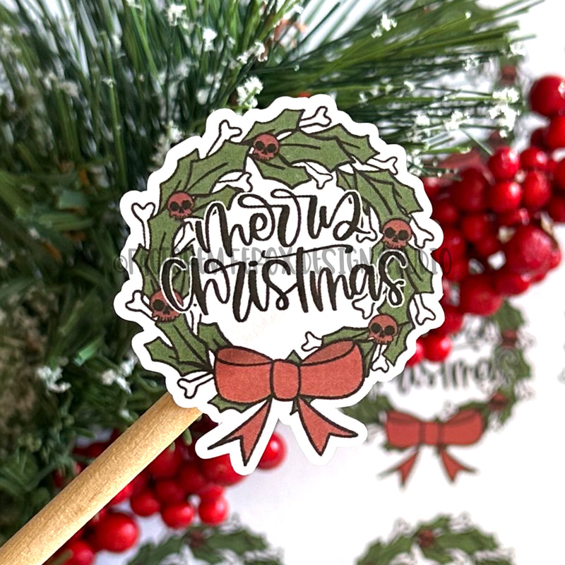 Merry Christmas Bone Wreath Sheet of Stickers ©