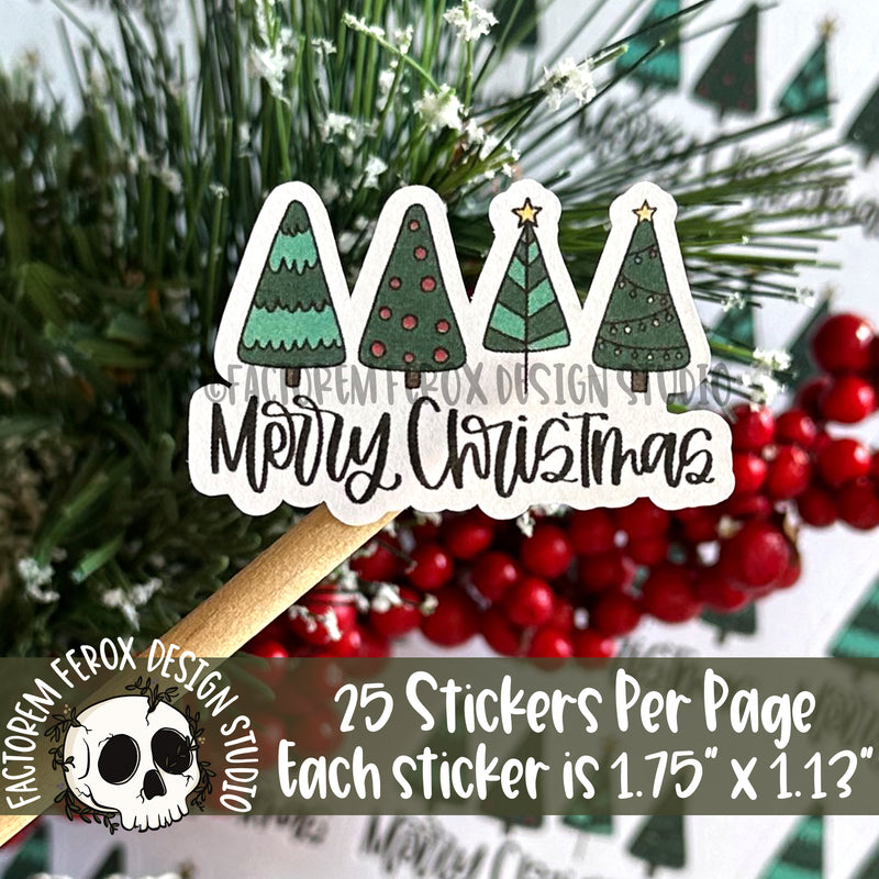 Merry Christmas Trees Sheet of Stickers ©