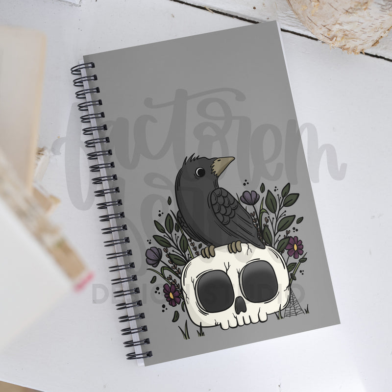 Crow and Skull Spiral notebook