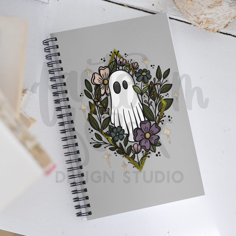 Ghost and Flowers Spiral notebook