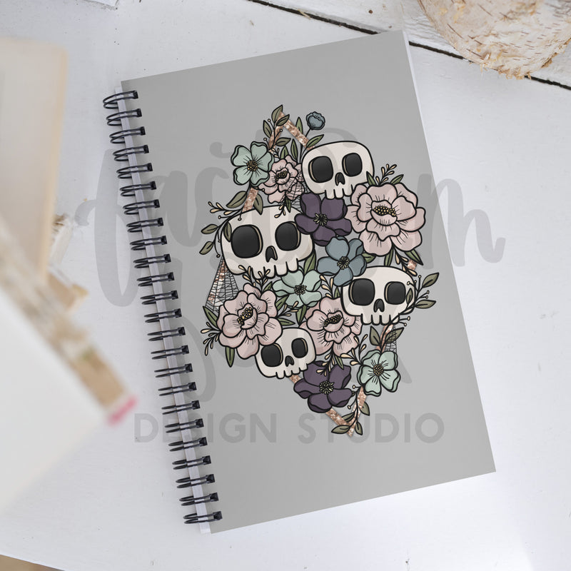 Skulls and Flowers Spiral notebook