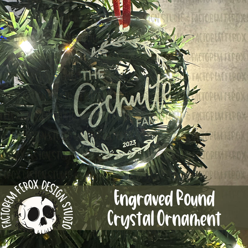 Custom Family Round Crystal Ornament ©