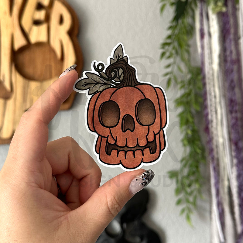 Pumpkin Skull Vinyl Sticker©