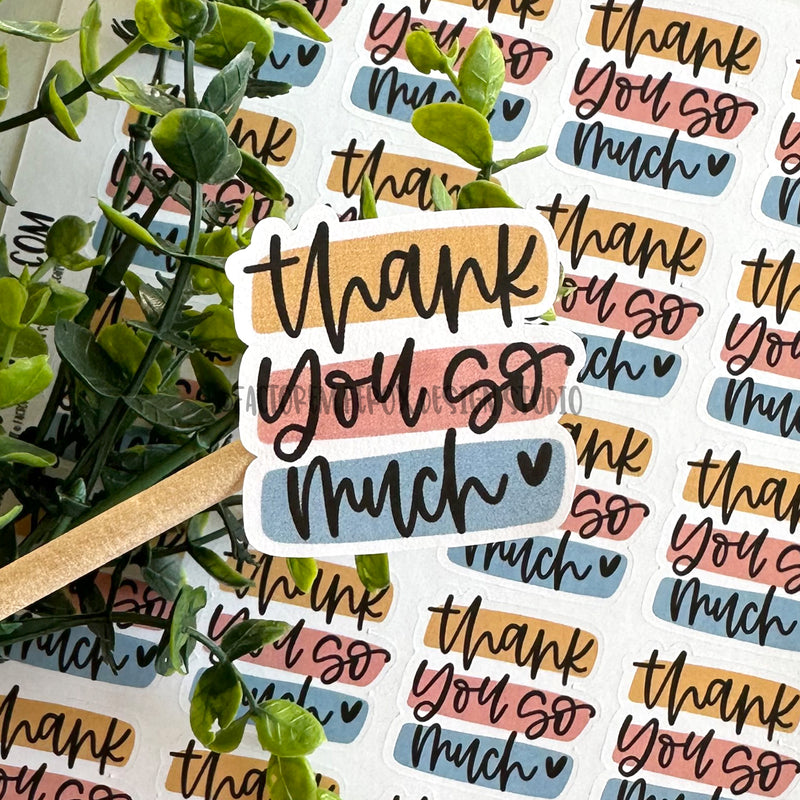 Colorful Thank You So Much Sheet of Stickers ©