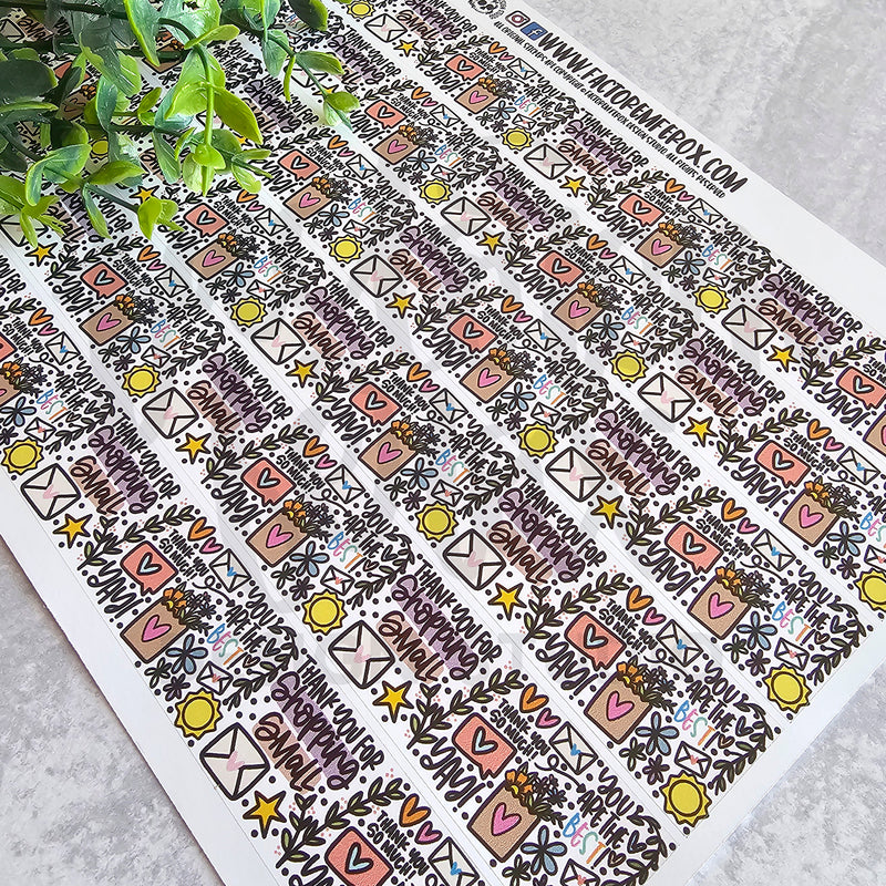 Thank You for Shopping Small Vinyl Washi Sticker Sheet ©