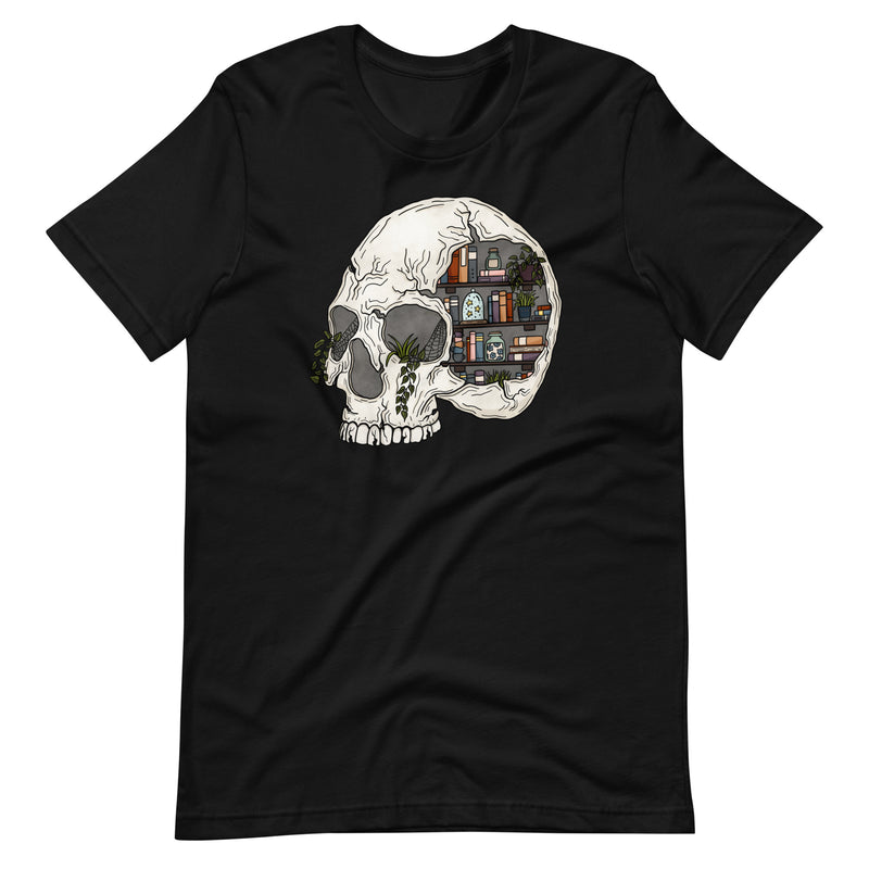 Skull Bookcase Unisex T-shirt ©