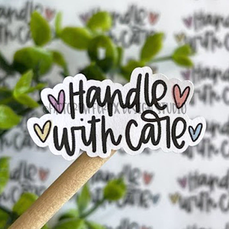 Handle With Care Hearts Sticker ©