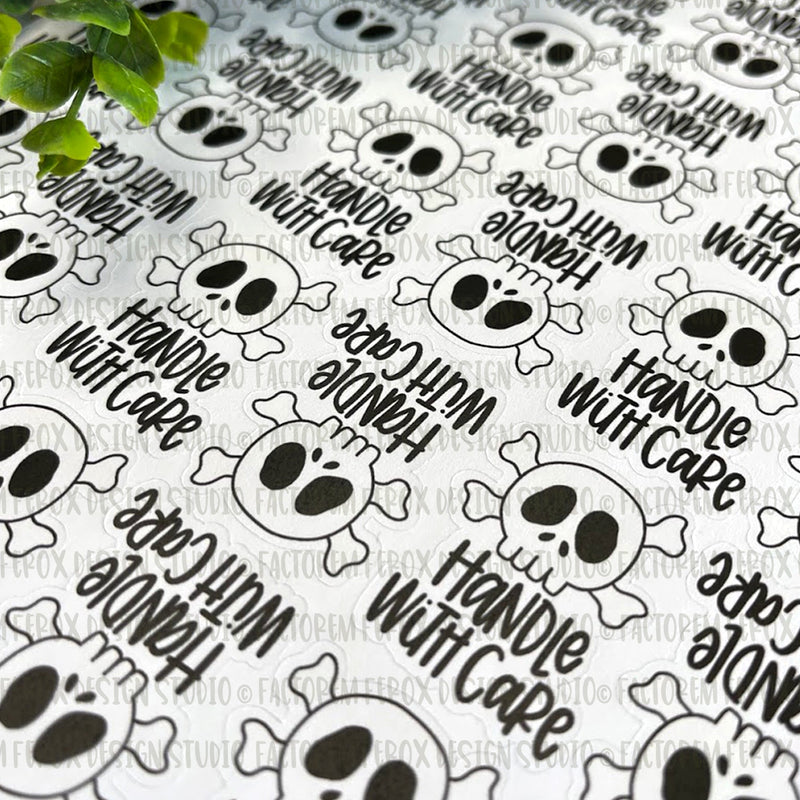 Handle With Care Skull and Bones Sticker ©