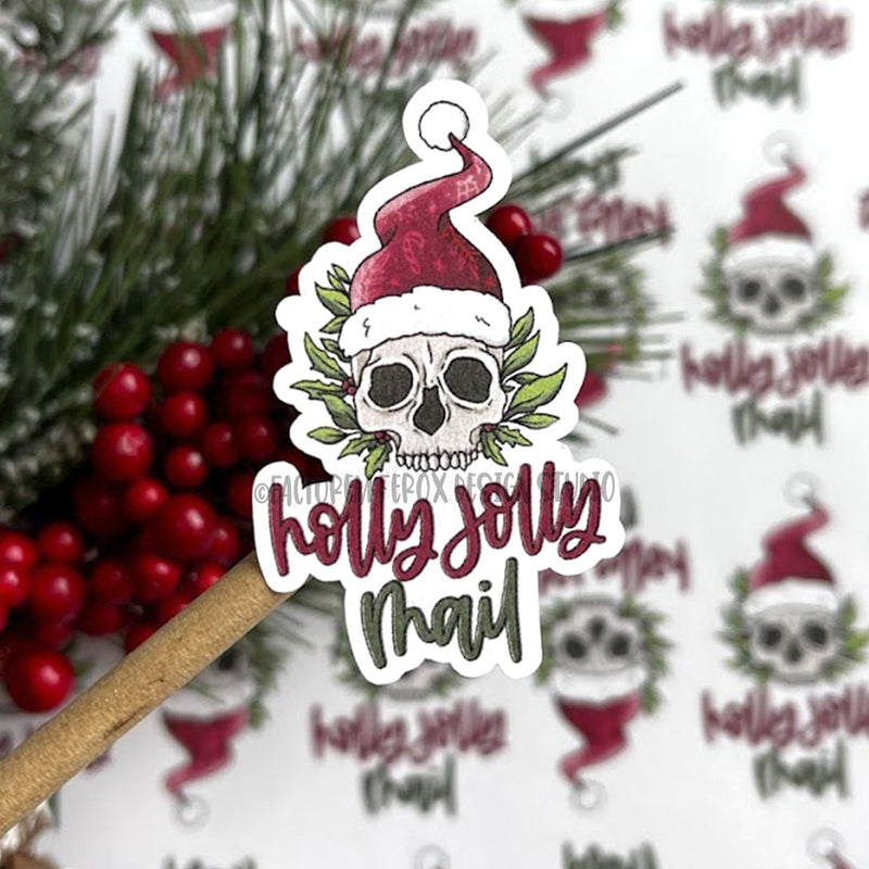 Skull Holly Jolly Mail Sticker ©