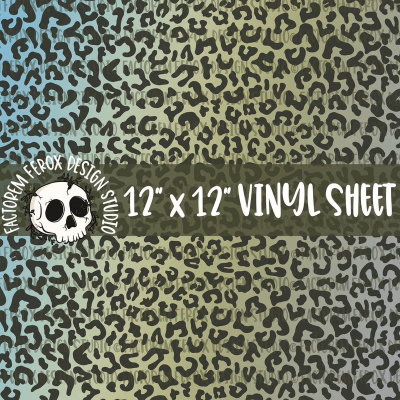 Blue Yellow Ombre Leopard Pattern Vinyl Sheet ©