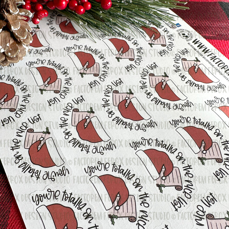 You’re Totally on the Nice List Sheet of Stickers ©