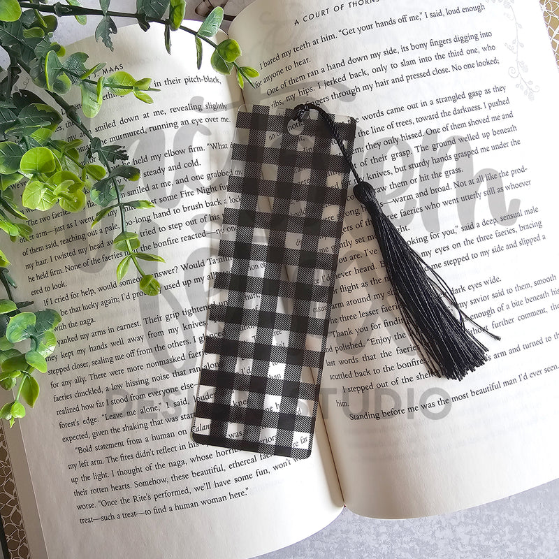 Black and Clear Gingham Acrylic Bookmark