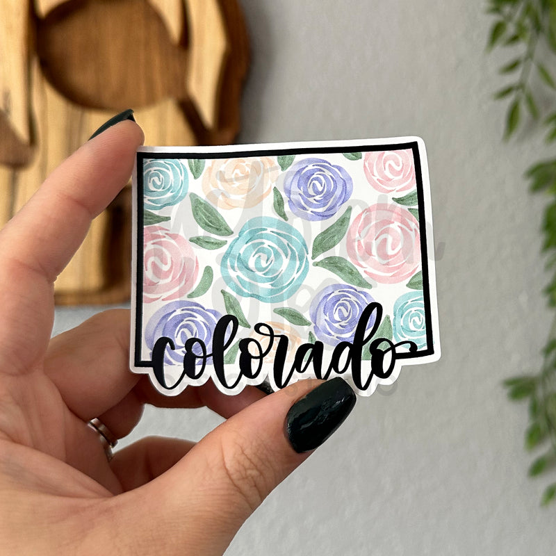 Colorado Watercolor Flowers Vinyl Sticker©