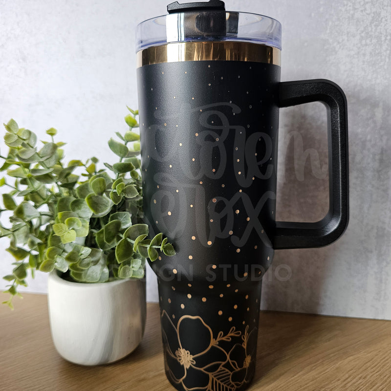 Copper and Black 40oz Engraved Stainless Steel Tumbler ©