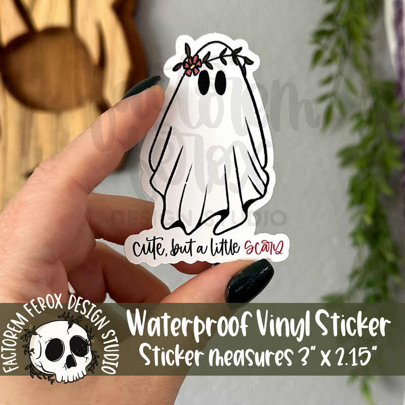 Cute but a Little Scary Ghost Vinyl Sticker©