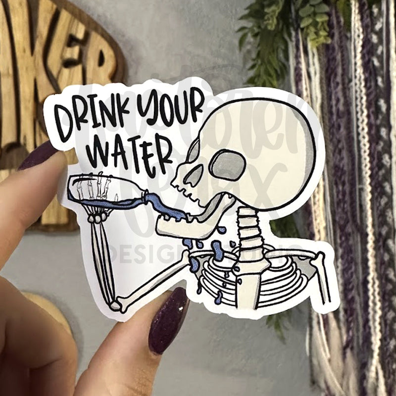 Drink Your Water Skeleton Vinyl Sticker©