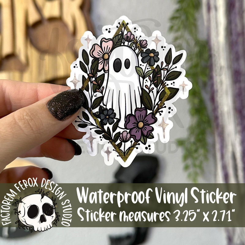 Ghost and Flowers Vinyl Sticker©