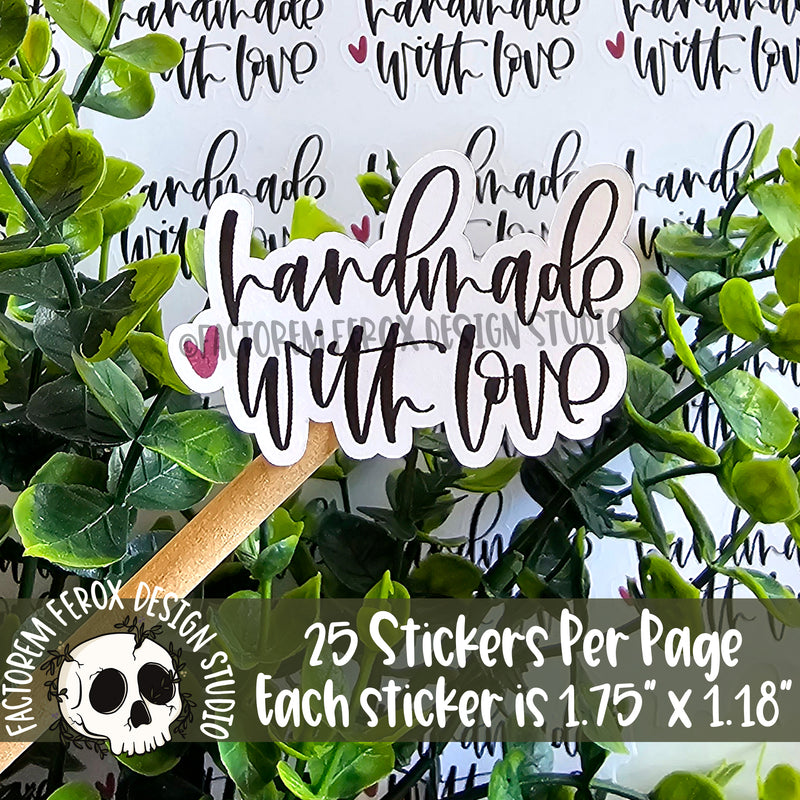Handmade With Love Sheet of Stickers ©