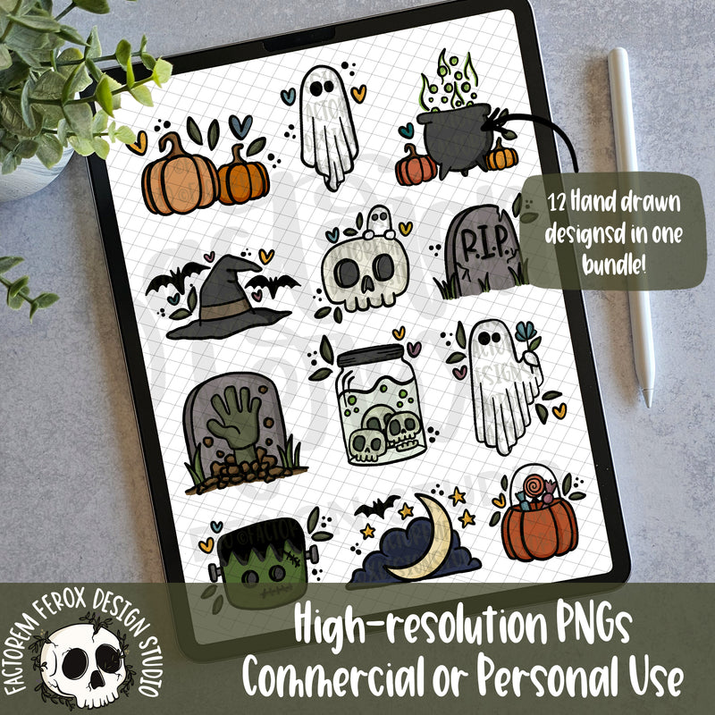 Halloween Doodles Digital File Set © - Commercial Use