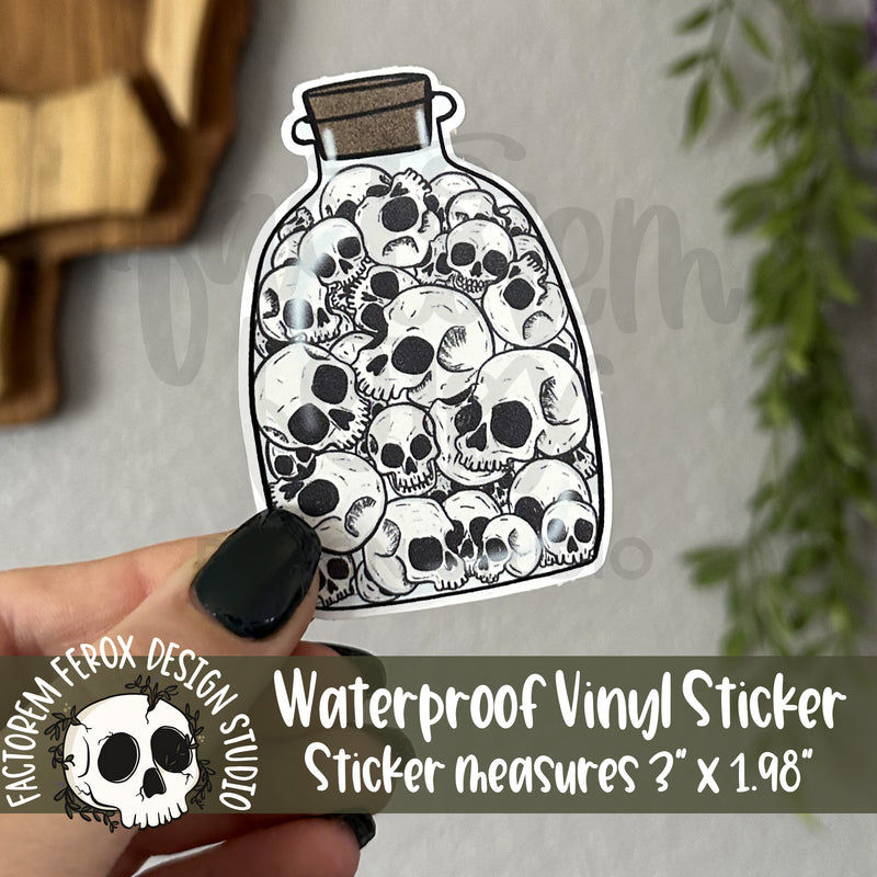 Jar of Skulls Vinyl Sticker©