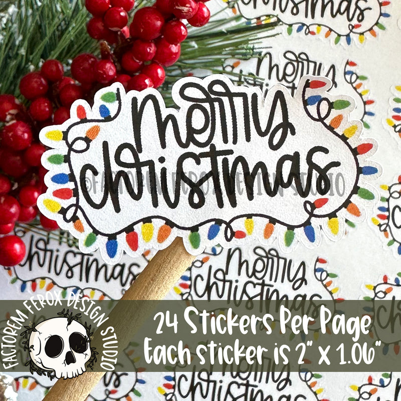 Merry Christmas Lights Sheet of Stickers ©