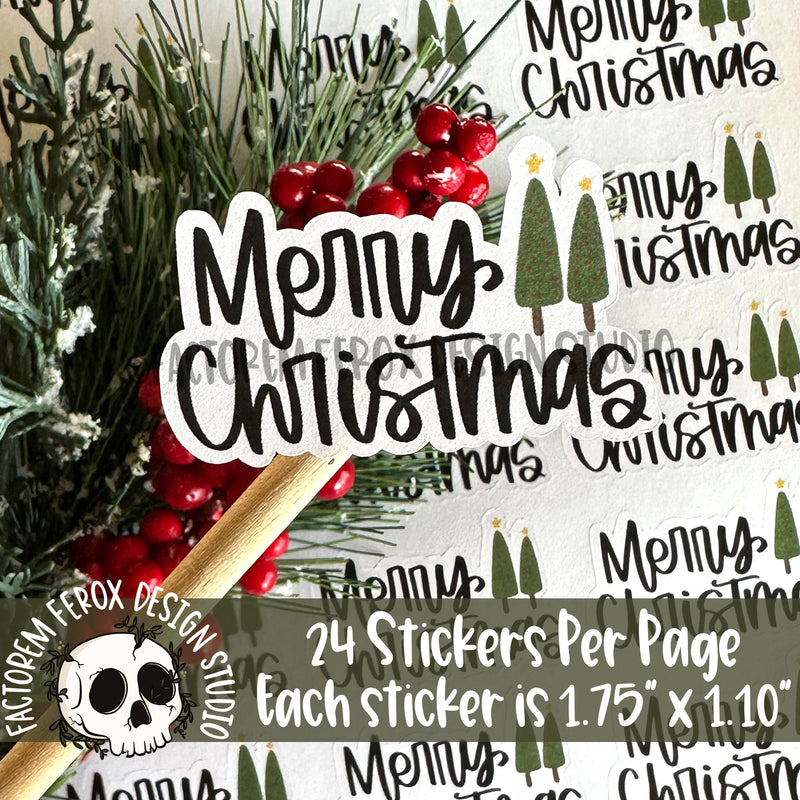 Merry Christmas Simple Trees Sheet of Stickers ©