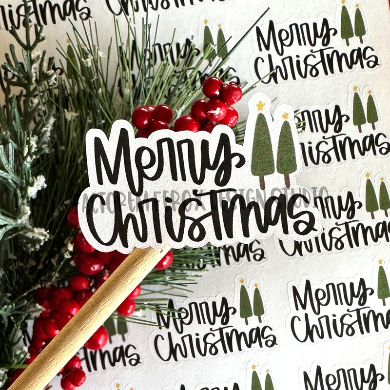 Merry Christmas Simple Trees Sheet of Stickers ©