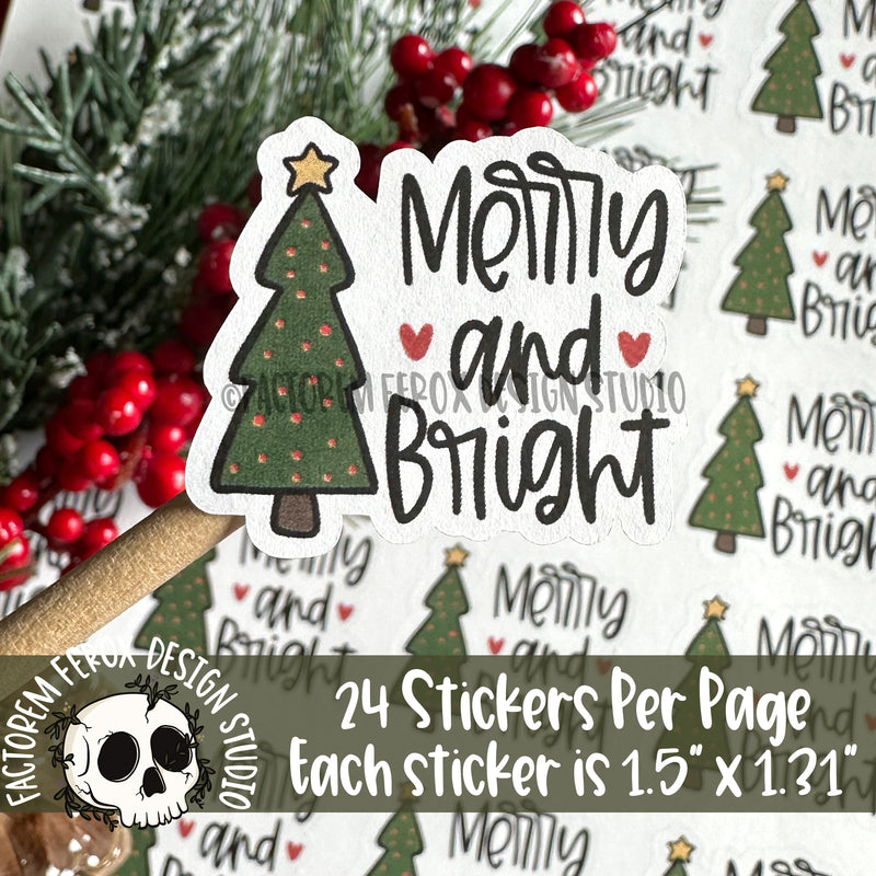Merry and Bright Christmas Sheet of Stickers ©