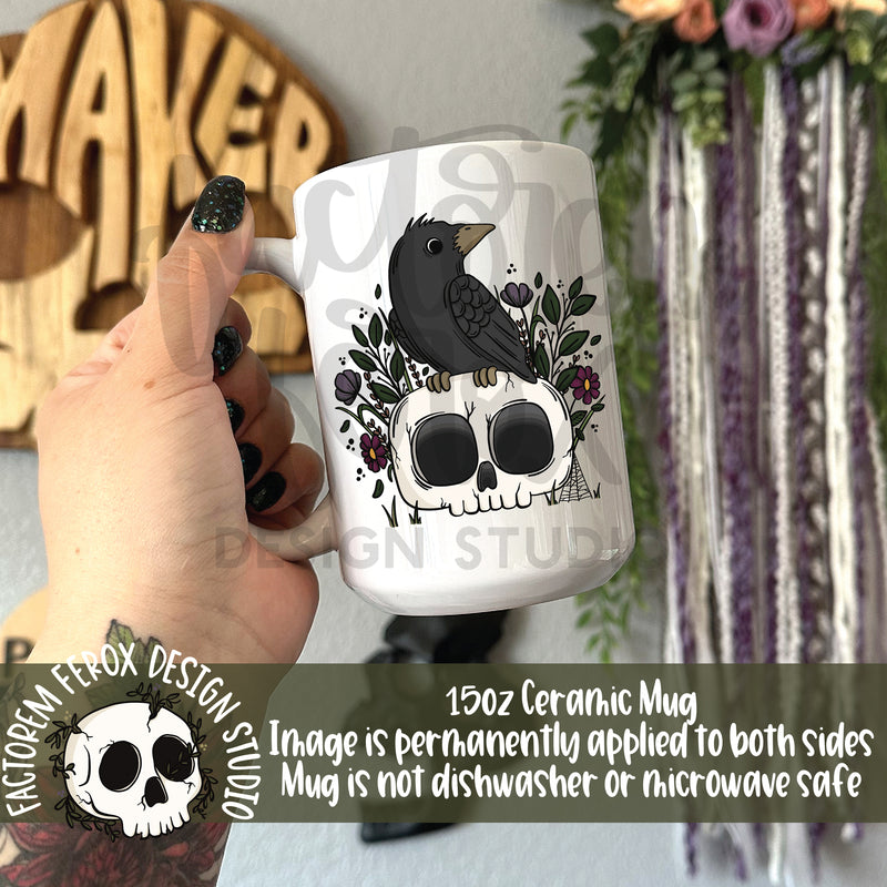 Crow and Skull 15oz Ceramic Mug ©