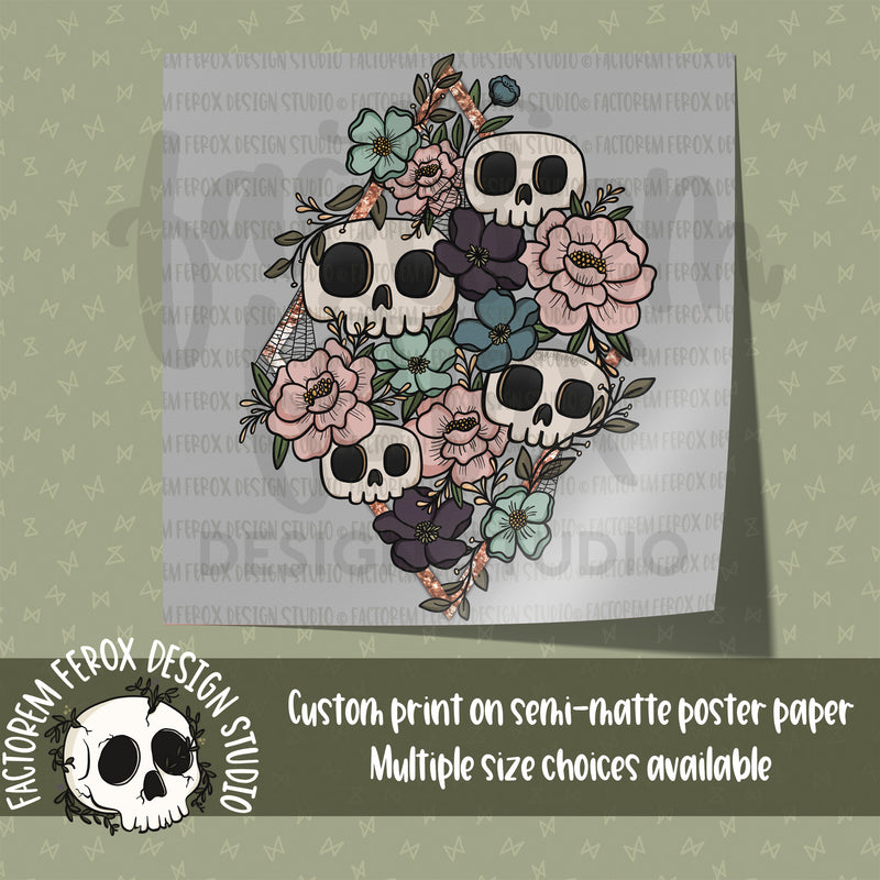 Skulls and Flowers Poster Print ©