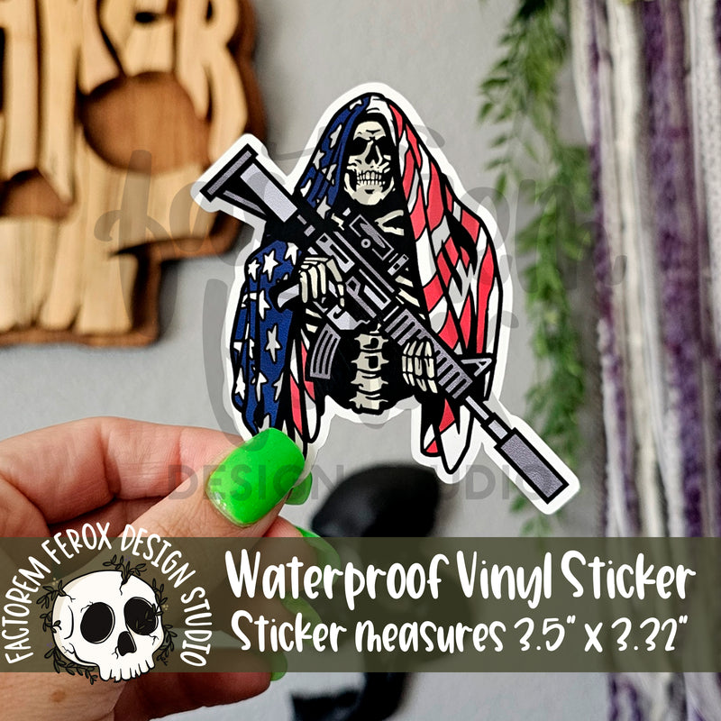 American Flag Reaper Vinyl Sticker©