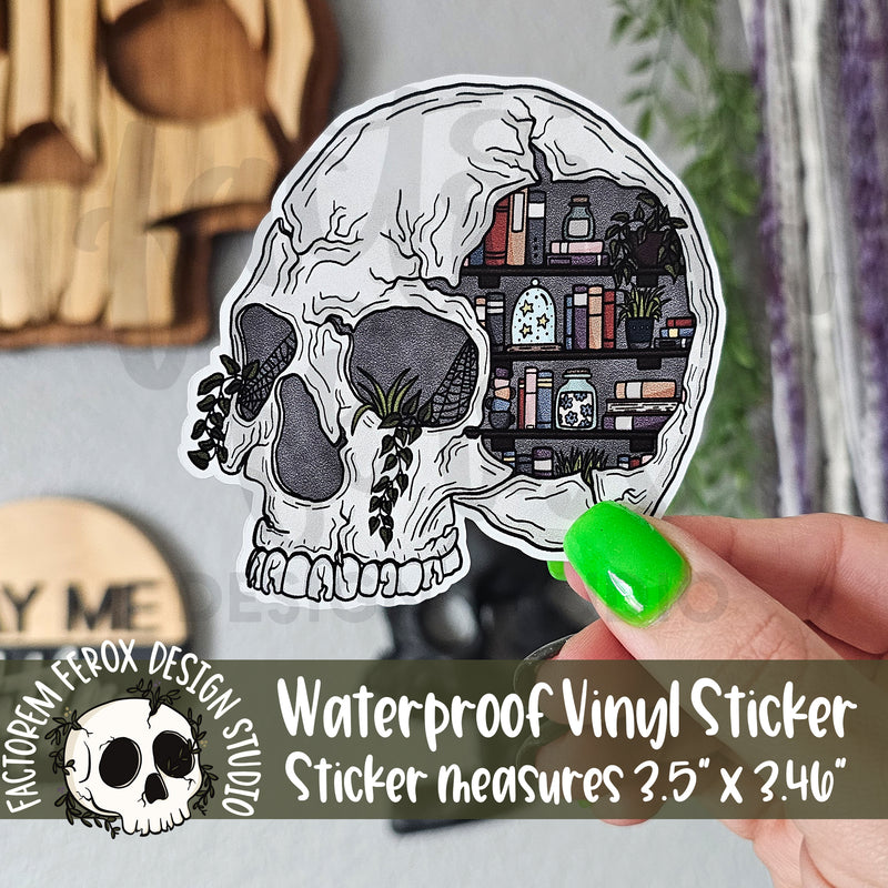Skull Bookcase Vinyl Sticker ©