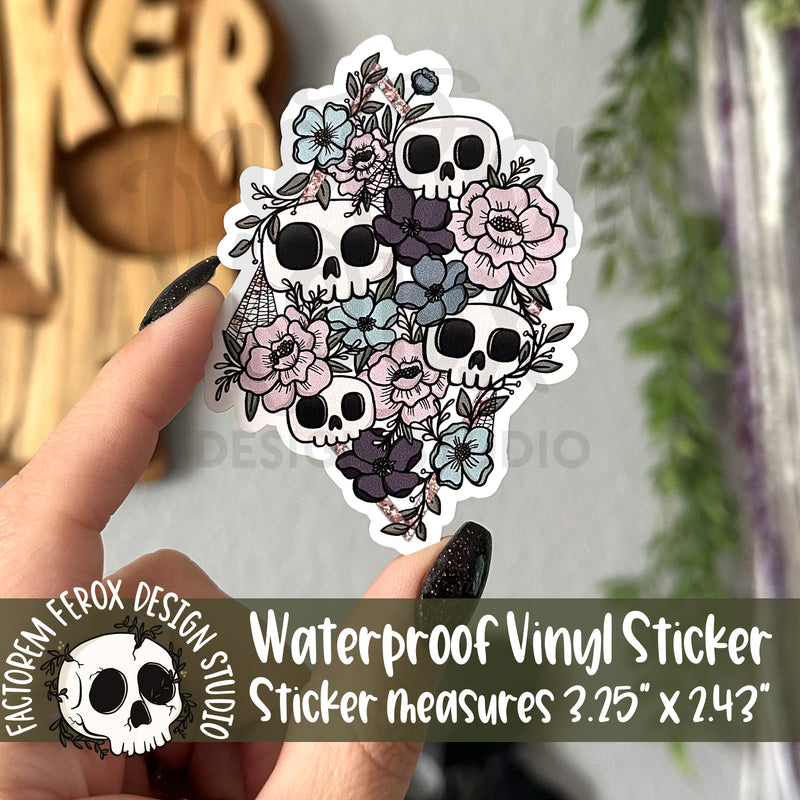 Skulls and Flowers Vinyl Sticker©