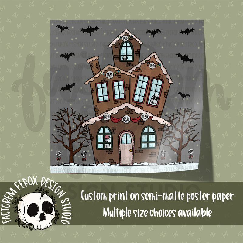 Spooky Gingerbread House Poster Print ©
