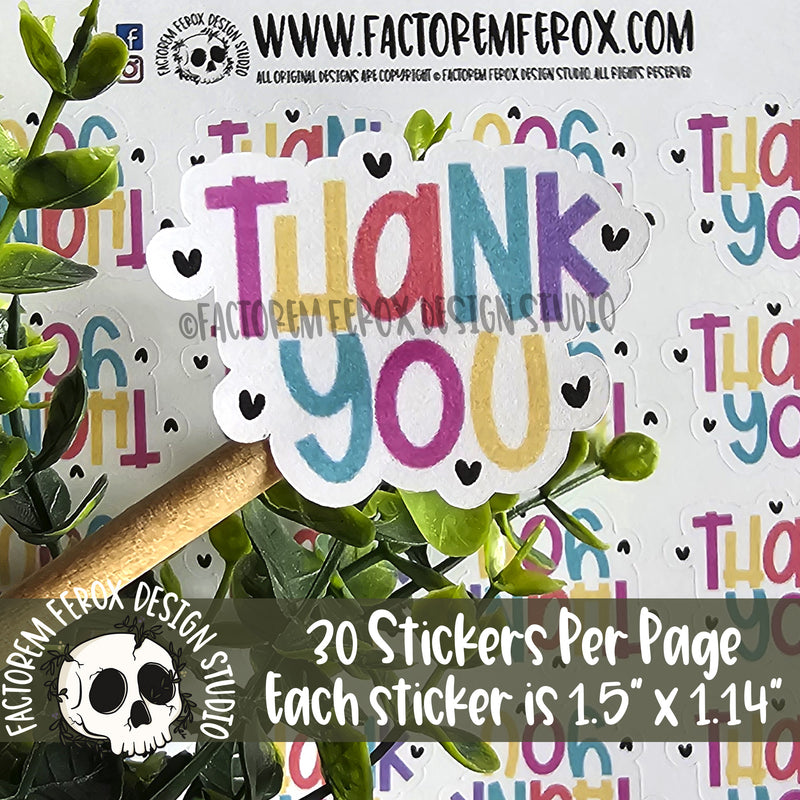 Colorful Thank You Sheet of Stickers ©