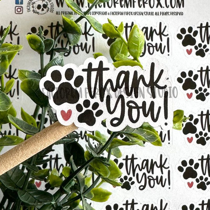 Dog Paw Thank You Sheet of Stickers ©