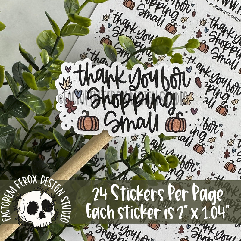 Fall-Themed Thank You for Shopping Small Sheet of Stickers ©