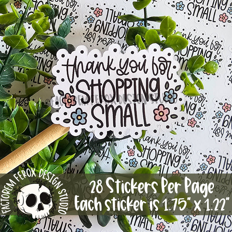 Thank You for Shopping Small Flowers Sheet of Stickers ©