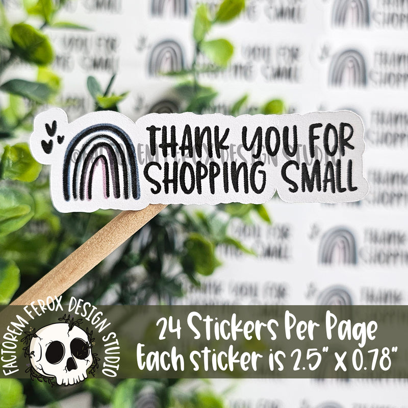 Thank You for Shopping Small Rainbow Sheet of Stickers ©
