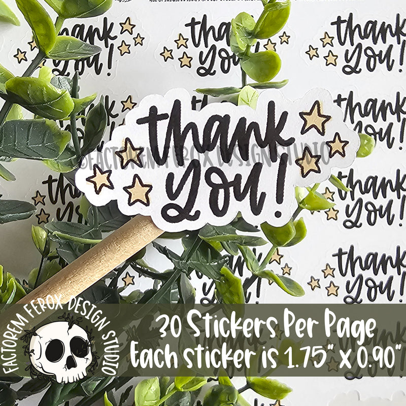 Thank You Stars Sheet of Stickers ©
