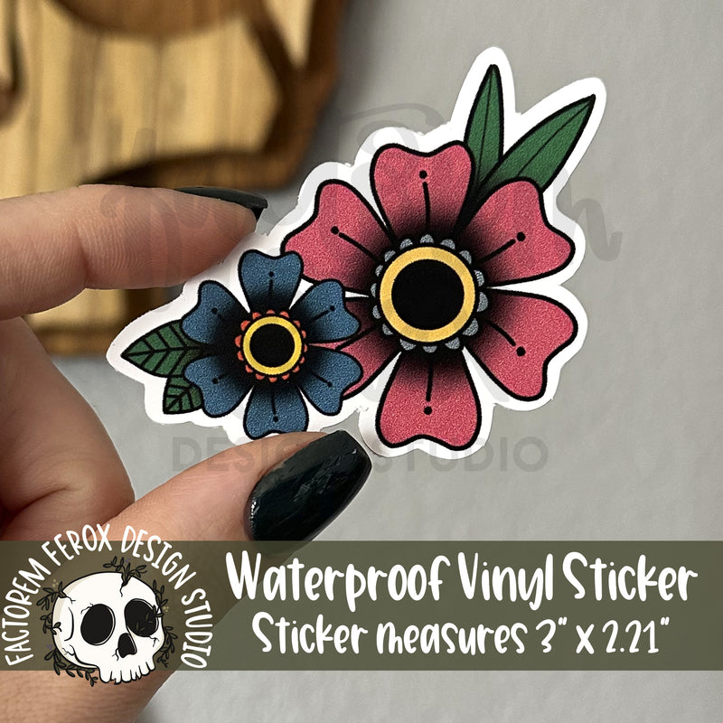 Traditional Tattoo Flowers Vinyl Sticker©